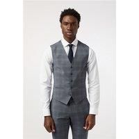 Tailored Fit Blue Seafoam Check Waistcoat