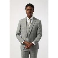Alexandre of England Alexandre Tailored Fit Performance Cool Grey Windowpane Check Men's Suit Jacket by Suit Direct