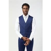 Slim Fit Italian Super 110''s Blue Twill Waistcoat