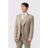 Alexandre Tailored Fit Italian Super 110's Stone Twill Beige Men's Suit Jacket