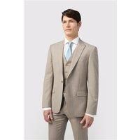 Alexandre Tailored Fit Italian Oatmeal Blue Check Beige Men's Suit Jacket