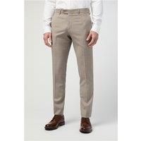 Alexandre Tailored Fit Italian Oatmeal Blue Check Men's Trousers, Beige