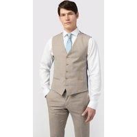 Slim Fit Italian Oatmeal Blue Check Waistcoat