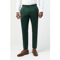 Alexandre Tailored Fit Italian Super 100'S Bottle Green Twill Men's Trousers