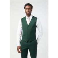 Alexandre Tailored Fit Italian Super 100'S Bottle Green Twill Waistcoat