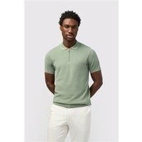 Melka Sage Quarter Zip Knit Regular Fit Polo Green, Cotton