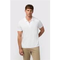 Melka White Quarter Zip Jersey Regular Fit Polo, Egyptian Cotton