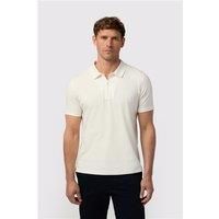 Melka Ecru Quarter Zip Jersey Regular Fit Polo, Egyptian Cotton, Beige