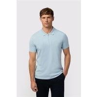 Melka Light Blue Quarter Zip Jersey Regular Fit Polo, Egyptian Cotton