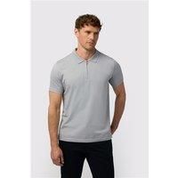 Melka Grey Quarter Zip Jersey Regular Fit Polo, Egyptian Cotton