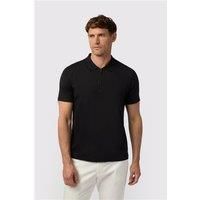 Melka Black Quarter Zip Jersey Regular Fit Polo, Egyptian Cotton