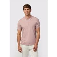 Melka Mauve Quarter Zip Jersey Regular Fit Polo, Egyptian Cotton, Pink