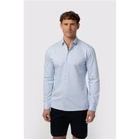Melka Blue Mens Slim Fit Shirt, Long Sleeve