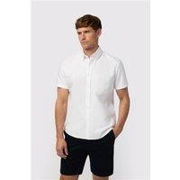 Melka White Mens Oxford Regular Fit Shirt, Short Sleeve