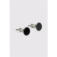 Limehaus Silver Onyx Round Cufflinks