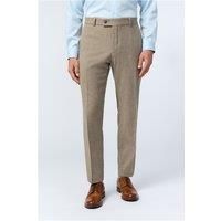 Antique Rogue Slim Fit Camel Herringbone Tweed Men's Trousers, Beige
