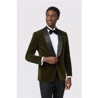 Antique Rogue Slim Fit Olive Green Velvet Jacket