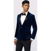 Slim Fit Teal Velvet Jacket