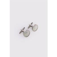 Limehaus Gunmetal Round Classic Mother of Pearl Cufflinks 0 Silver - Ideal For Weddings
