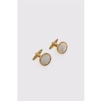 Limehaus Gold Round Mother Of Pearl Cufflinks 0 Gold - Ideal For Weddings