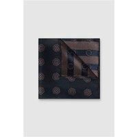 Alexandre Navy Blue Silk Hexagon Medallion Pocket Square 0 Navy Blue