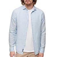 Superdry Studios Casual Linen Long Sleeve Shirt L Blue
