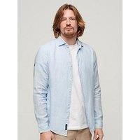 Superdry Studios Casual Linen Long Sleeve Shirt XL Blue
