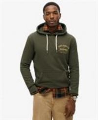 Superdry Men/'s Workwear Flock Chest Hoodie Sweatshirt, Surplus Goods Olive Green, S