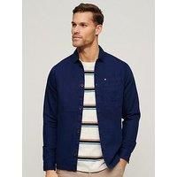Superdry Mens The Merchant Store Linen Blend Shirt Jacket, Super Navy Blue, XL