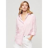 Superdry Casual Linen Boyfriend Shirt - Pink