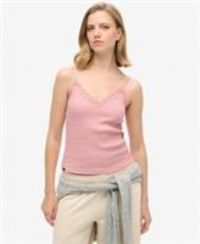 Superdry Womens Athletic Essential Lace Trim Cami Top Size 14-16