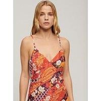 Superdry Printed Midi Slip Cami Dress - Red