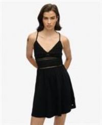 Superdry Jersey Lace Mini Dress - Black