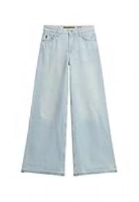 Superdry Women/'s Raw Hem Wide Leg Flare Jeans Pants, Phoenix Pale Blue, 26W x 32L