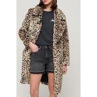 Superdry Vintage Long Faux Fur Coat - Multi