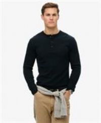 Superdry Men/'s vle mid Weight l/s Henley t9-Jersey top (m), Black, L