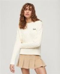 Superdry Womens Vintage Dropped Shoulder Cable Knit Jumper Size 12