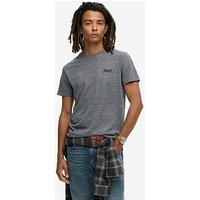 Superdry Male-Adult Essential Logo Emb Tee T-Shirt, Eclipse Navy/Grey Marl Feeder, S