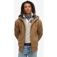 Superdry Borg Lined Zip Hood Jacket - Brown