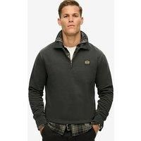 Superdry Contrast Stitch Half Zip Sweat Top-Black