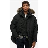Superdry Everest Faux Fur Hooded Parka Coat - Black