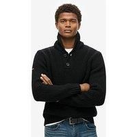 Superdry Shawl Collar Knitted Jumper - Black