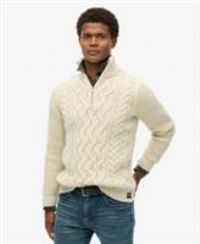 Superdry Jacob Cable Half Zip Knitted Jumper - Cream