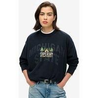 Superdry Travel Souvenir Logo Sweatshirt - Navy