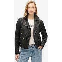 Superdry Classic Leather Biker Jacket - Black
