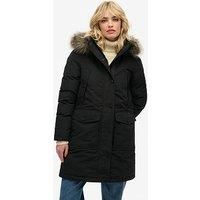 Superdry Everest Faux Fur Parka Jacket - Black