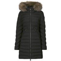 Superdry Womens Fuji Faux Fur Hooded Mid Length Puffer Jacket Taupe Quilted
