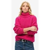 Superdry Slouchy Stitch Roll Neck Knit Jumper - Pink