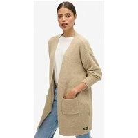 Superdry Essential Long Knit Cardigan - Brown