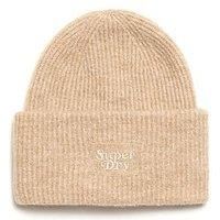 Superdry Soft Rib Knit Beanie Hat - Brown